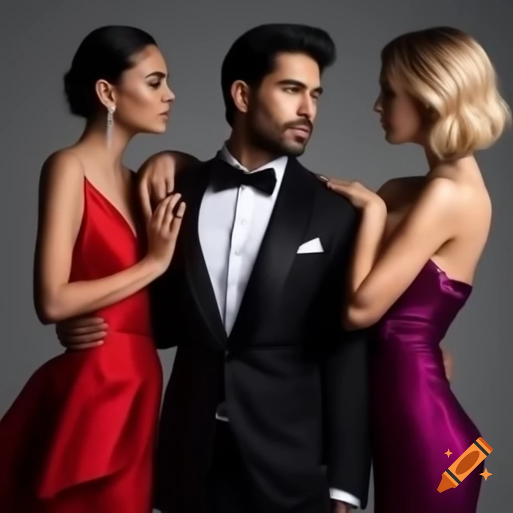craiyon_172319_A_Hispanic_male_in_a_tux_with_two_women_in_evening_gowns_on_each_side__One_is_caucasi